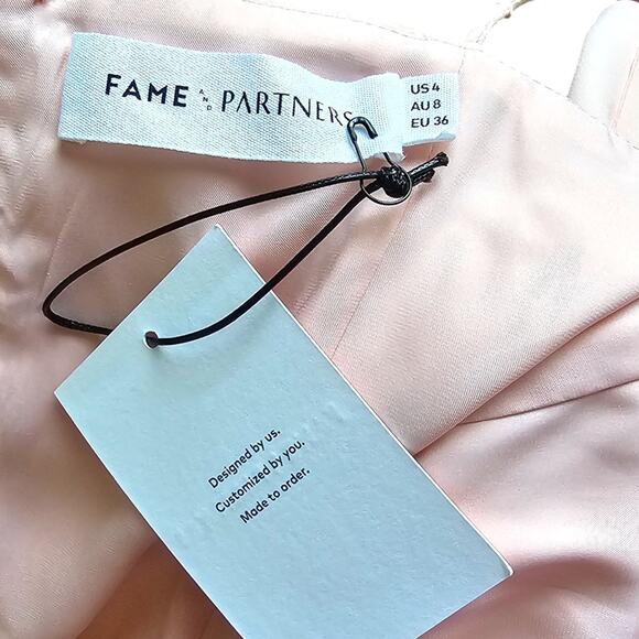 Fame and Partners Square Neck Midi Dress in Light Pink Blush Size 4 New With Tag - Picture 5 of 10
